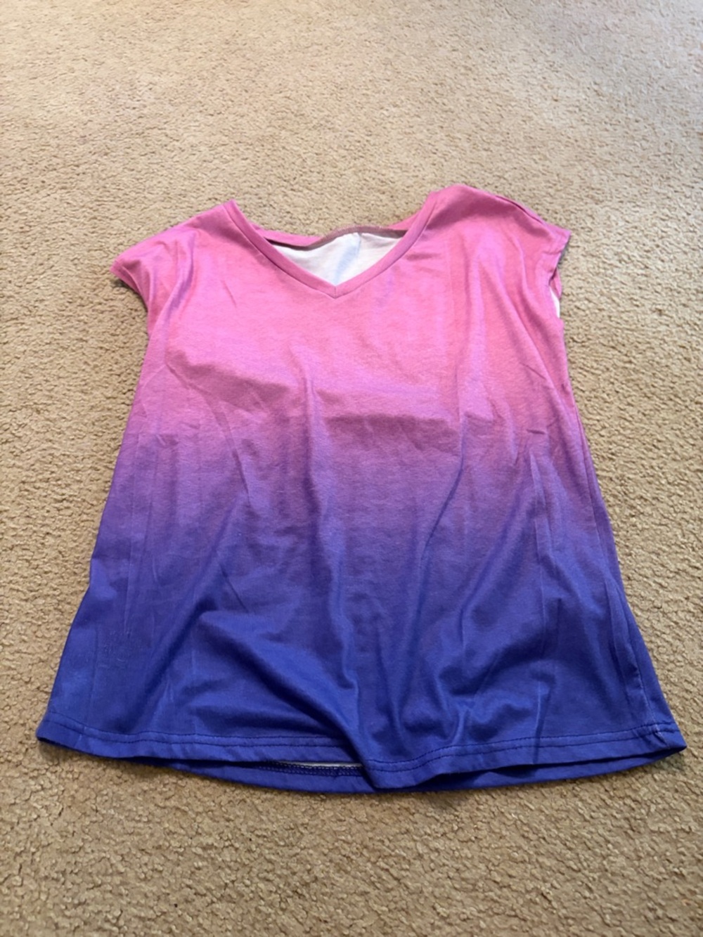 SHEIN Ombre Pink to Purple V-Neck Tee